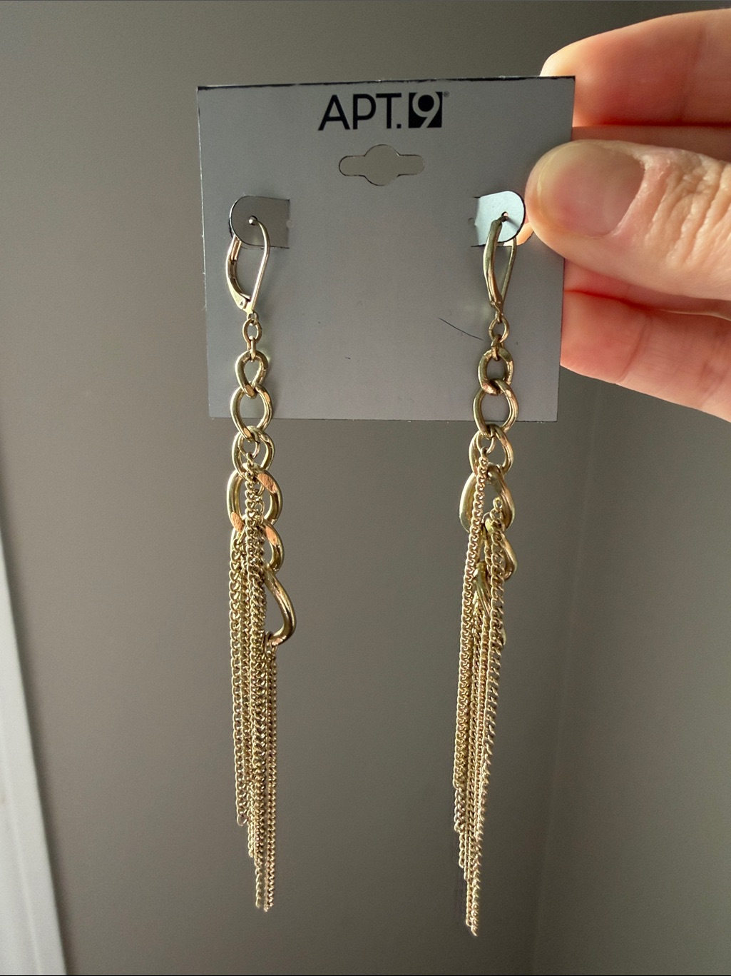 Nwt Apt. 9 Gold Chain Link Tassel Drop Earrings - Long Dangle Style